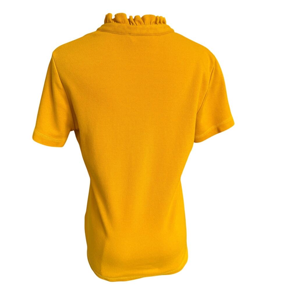 Tory Burch Women's Mustard Ruffle Trim Short Sleeve Knit Top Size S - Picture 5 of 8